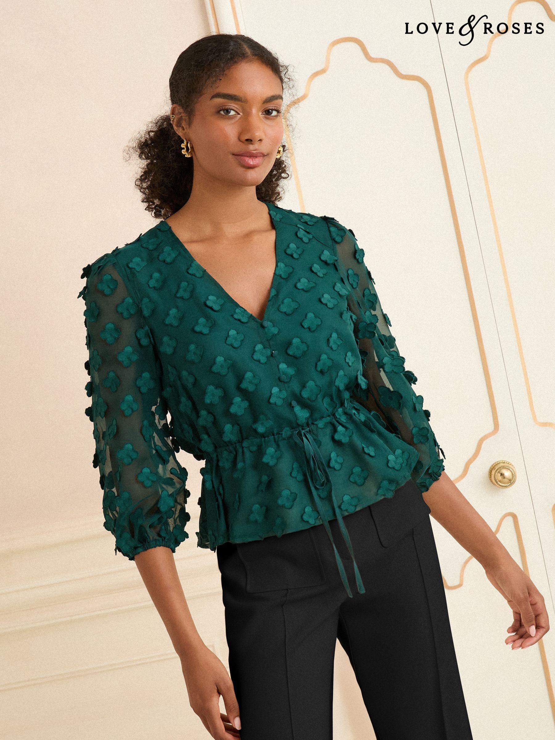 Buy Women's Peplum Plain 3/4 Sleeve Online | Next USA