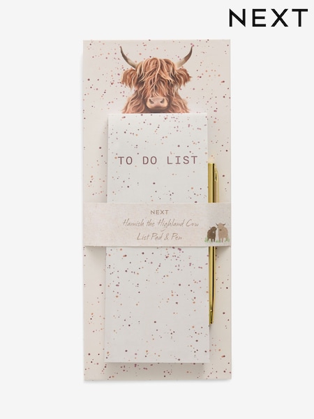 Cream Hamish the Highland Cow List Pad and Pen (F32880) | €6