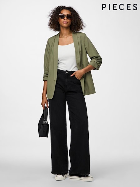 Grön - Pieces Ruched Sleeve Blazer (F32962) | kr800
