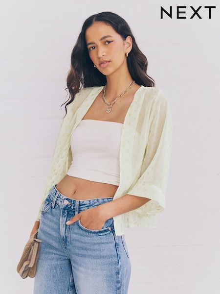 Ivory/Gold - Filcoupe Cropped Kimono (F33017) | €40