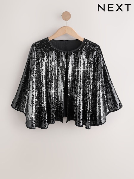 Black Sequin Cape Cover-Up (F33020) | R$ 655