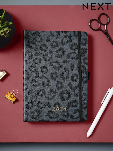 Grey/Black Leopard Print 2026 Planner Diary (F33062) | €11