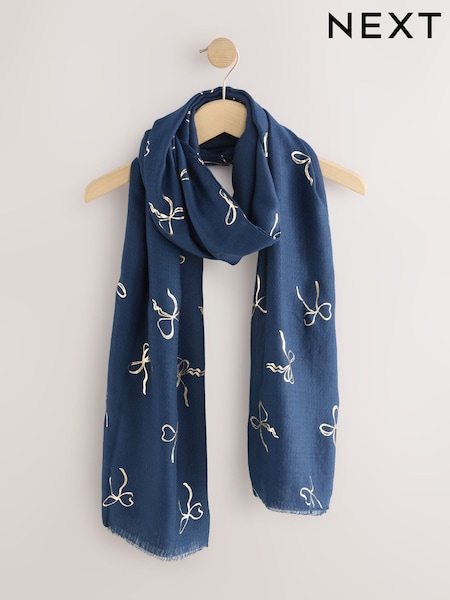 Navy Foil Bow Lightweight Scarf (F33081) | €15.50
