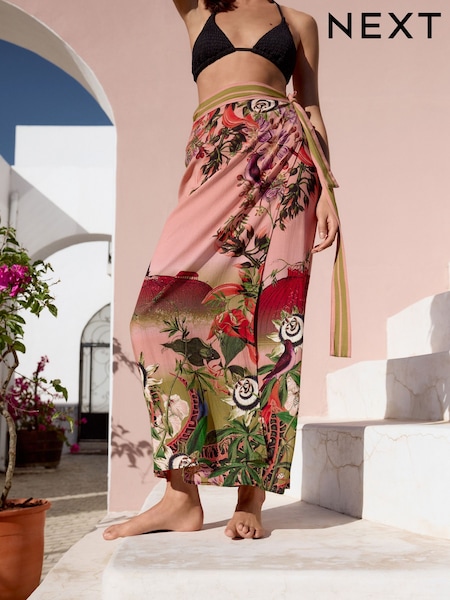 Pink Scenic Floral Kew Collection Maxi Sarong (F33092) | R$ 315