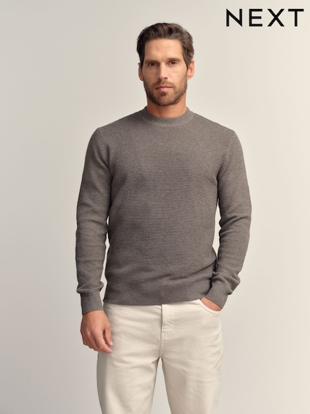 Neutral Crew Neck Regular Fit Essential Textured Knit Jumper (F33118) | €29