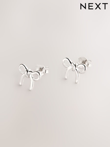 Sterling Silver Bow Stud Earrings (F33190) | €17.50