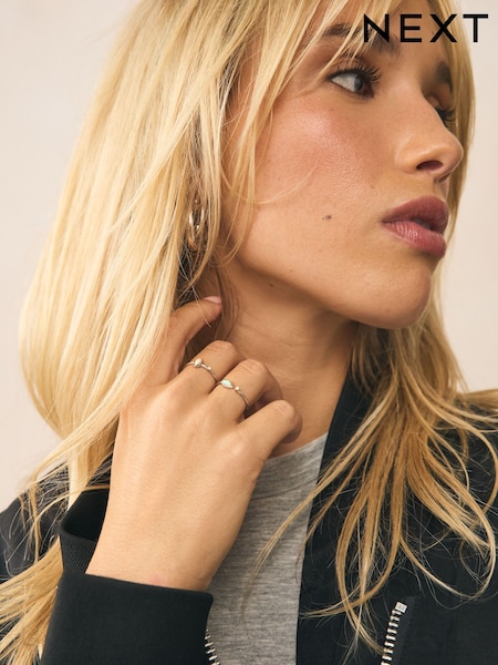 Sterling Silver Opal Effect Rings 2 Pack (F33191) | €34.50