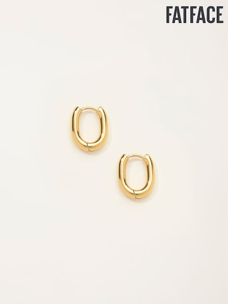 FatFace Gold Plated Waterproof Oval Hoop Earrings (F33213) | AED96