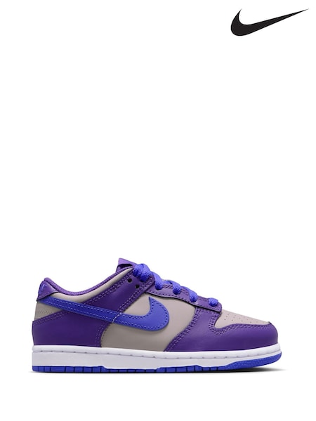 Grey Purple Blue - Nike Junior Dunk Bajo Trainers (F33254) | 78 €