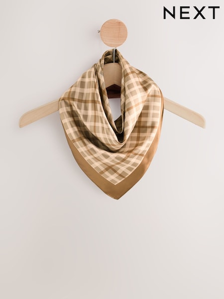 Cheque marrom - Satin Square Scarf (F33279) | R$ 105