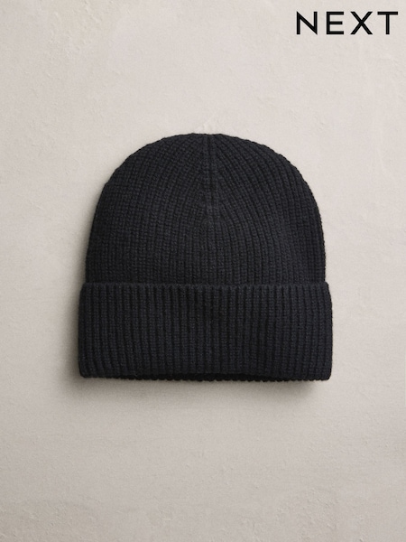 Black Wool Cashmere Beanie Hat (F33305) | €29