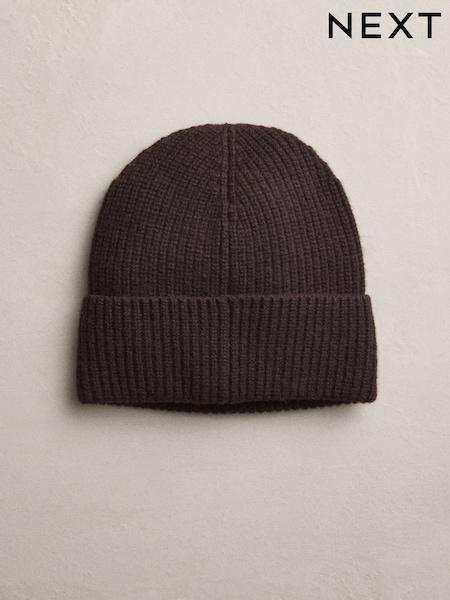 Chocolate Brown Wool Cashmere Beanie Hat (F33306) | €29