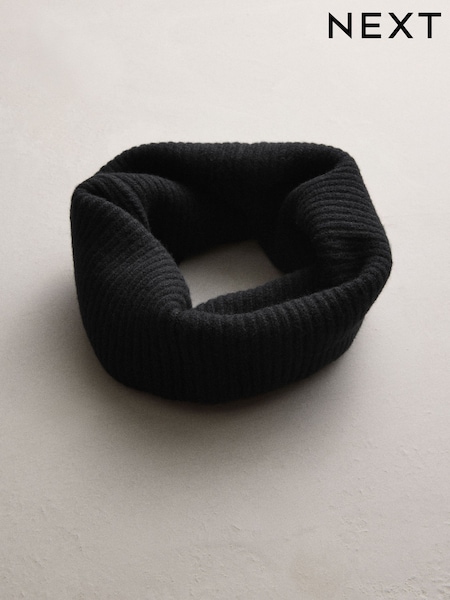 Black Ribbed Snood Containing Cashmere (F33310) | €41