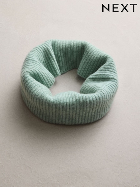 Duck Egg Blue Ribbed Snood Containing Cashmere (F33311) | €41