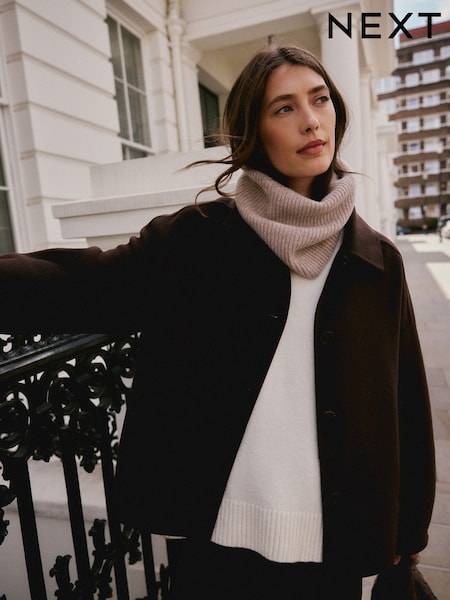 Oatmeal Ribbed Snood Containing Cashmere (F33312) | €41