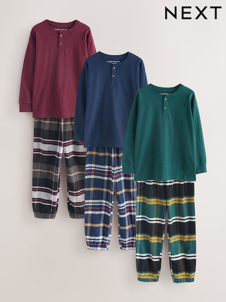 Multi Woven Check Pyjamas 3 Pack (3-16yrs) (F33335) | 178 QAR - 223 QAR