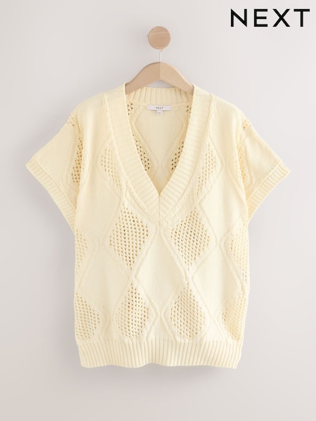 White Argyle Open Knit Tank Cover-Up (F33350) | €56