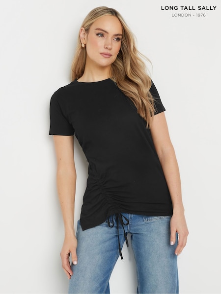 Long Tall Sally Asymmetric Ruched 100% Cotton T-Shirt (F33501) | €36