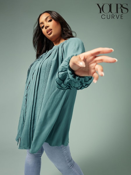 Yours Curve Boho Pintuck Blouse (F33516) | ‏156‏₪