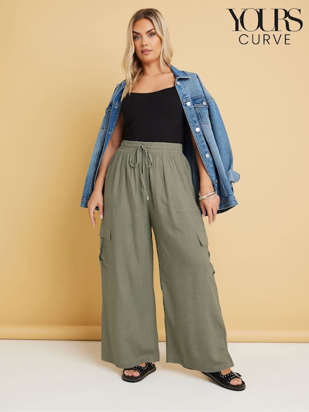 Yours Curve Linen Cargo Trousers (F33528) | €54