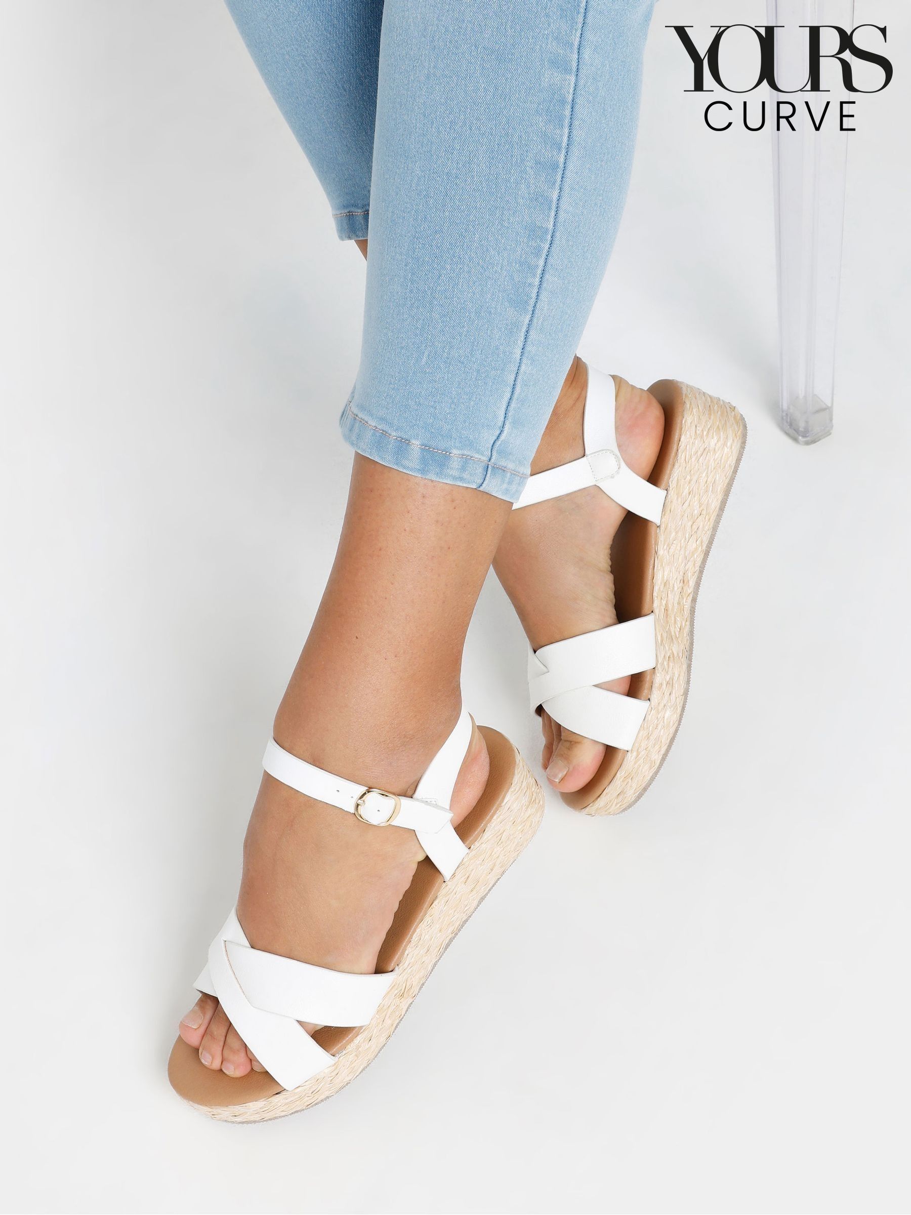 Yours Curve White Holiday Sandals | Next Oman