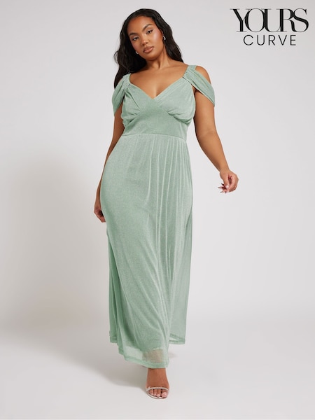 Yours Curve London Metallic Mesh Cold Shoulder Dress (F33535) | €83