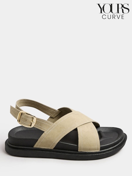 Yours Curve Extra-Wide Fit Contrast Stitch Slingback Pumps (F33557) | €49