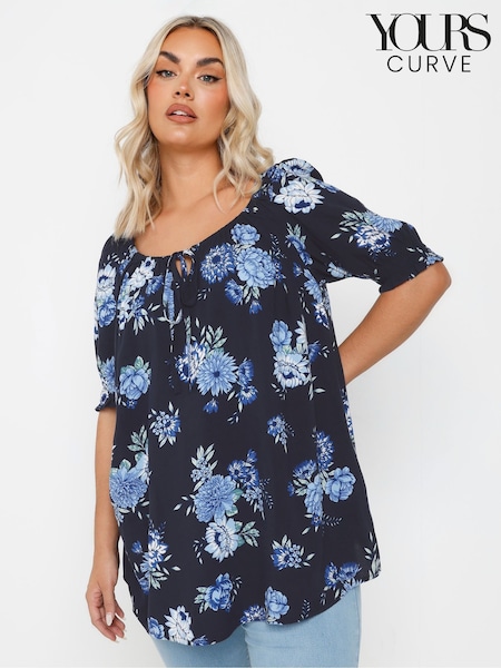 Yours Curve Blue Boho Top (F33568) | R$ 265