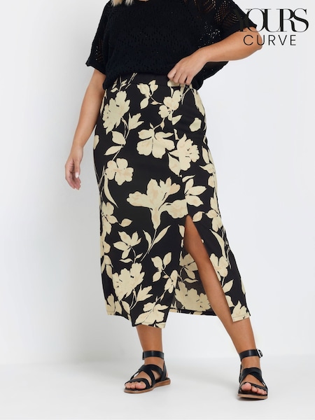Yours Curve Floral Textured Maxi Skirt (F33569) | ‏136‏₪