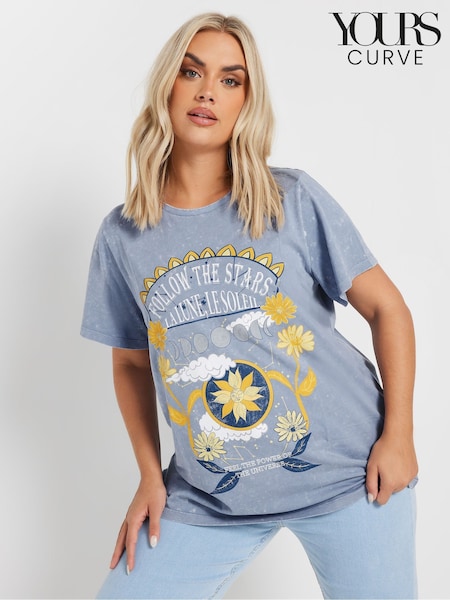 Yours Curve Follow The Star Placement 100% Cotton T-Shirt (F33575) | €32