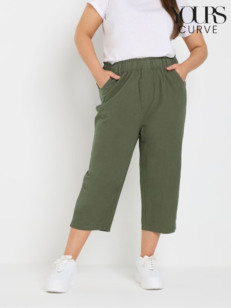 Yours Curve Green Cool 100% Cotton Cropped Trousers (F33577) | €31