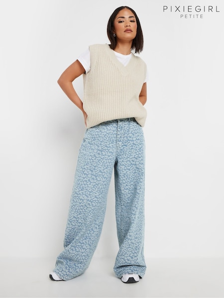 PixieGirl Petite Blue Leopard Print 100% Cotton Jeans (F33583) | 2,463 UAH