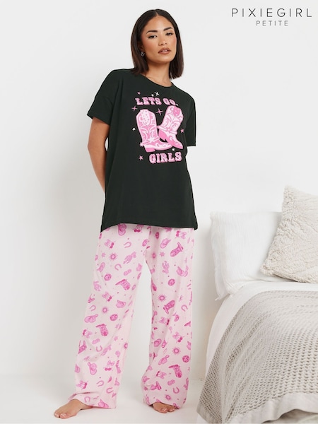 PixieGirl Petite Lets Go Girls Wide Leg 100% Cotton Pyjamas Set (F33584) | ‏129 ر.ق.