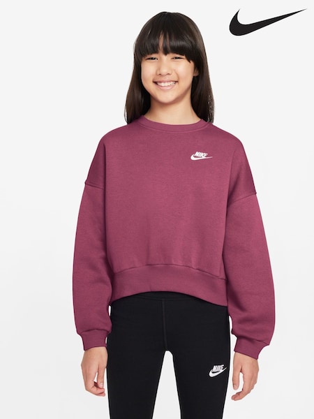 Nike Beet Pink Club Fleece Boxy Crewneck Sweatshirt (F33614) | €50