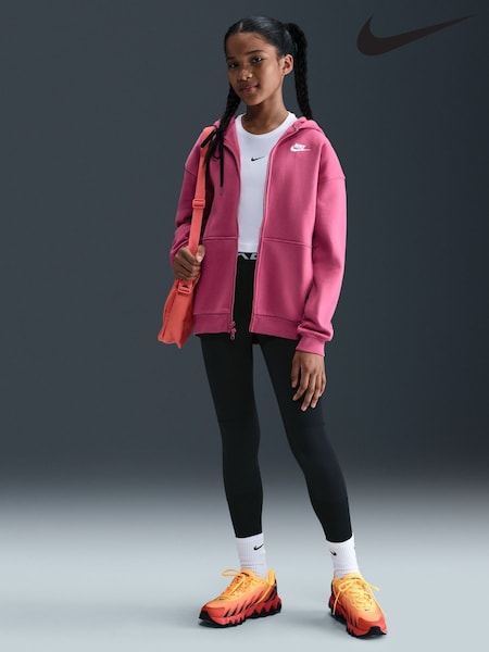 Nike Beet Pink Oversized College Club Fleece Zip-Up Hoodie (F33617) | €57