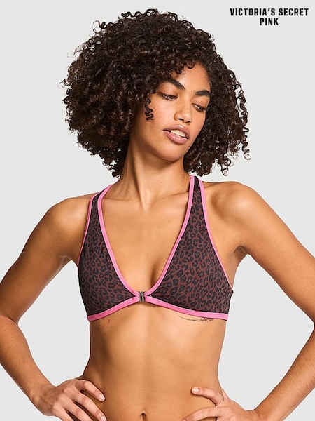 Victoria's Secret PINK Brown Leopard Halter Plunge Bikini Top (F33666) | €30
