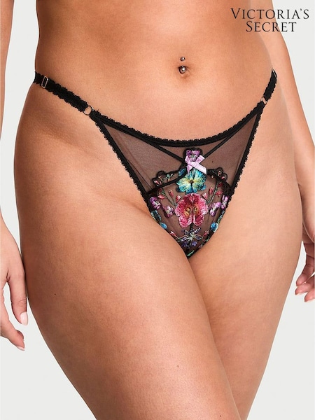 Victoria's Secret Dark Blossom Black Thong Embroidery Knickers (F33697) | €22.50
