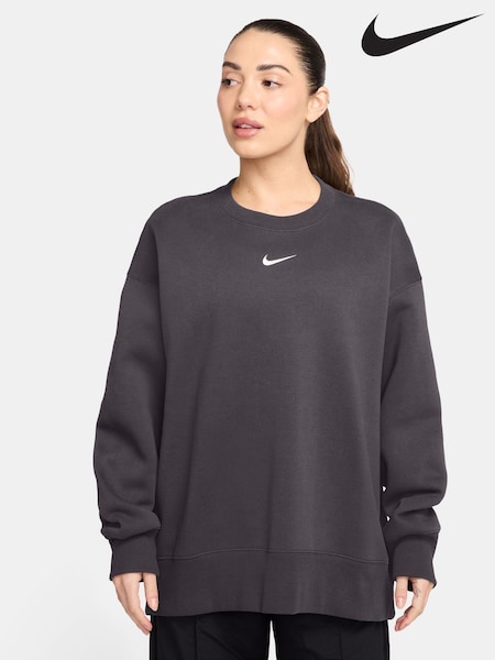 Nike Dark Grey Oversized Phoenix Fleece Crew Neck Sweatshirt (F33734) | €63