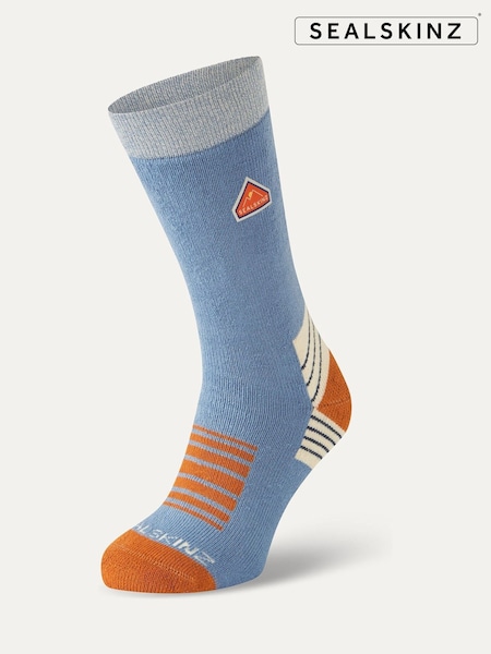 Sealskinz Blue Attlebridge Single Layer Bamboo Mid Length Plain Hiking Socks (F33775) | €28