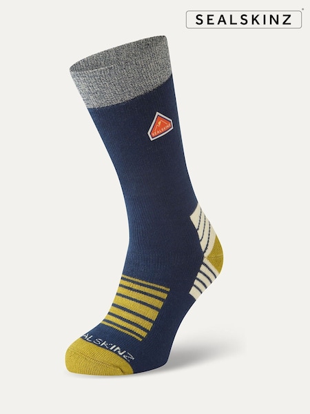 Sealskinz Blue Attlebridge Single Layer Bamboo Mid Length Plain Hiking Socks (F33779) | €27