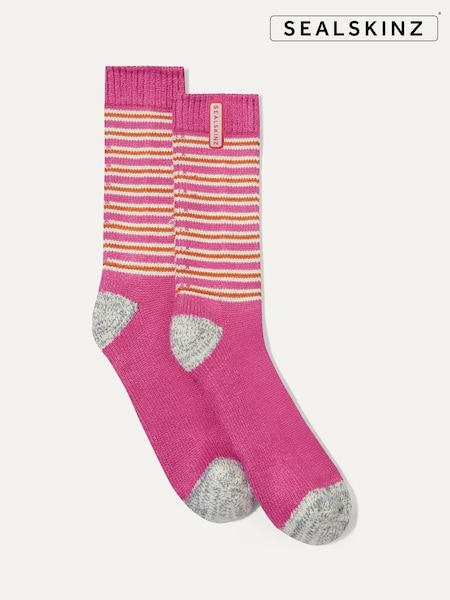 Рожевий - SEALSKINZ синій Oby Bamboo Mid Length Multi у смужку шкарпетки (F33781) | 1 081 грн