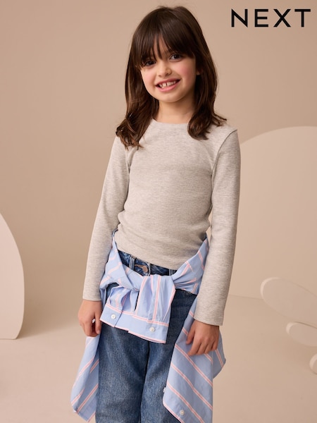Grey Long Sleeve Ribbed Top (3-16yrs) (F33820) | € 7 - € 11