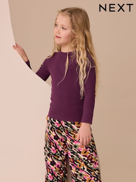 Purple Long Sleeve Ribbed Top (3-16yrs) (F33831) | € 6 - € 9
