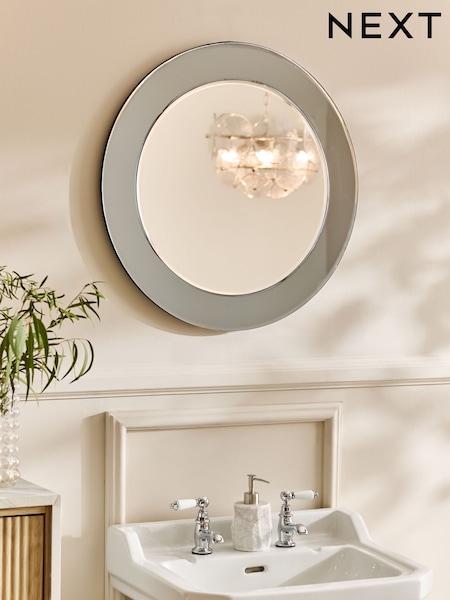 Silver Two Tone Bathroom Wall Mirror (F33848) | €92