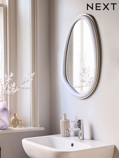 Grey Mia Pebble Round Bathroom Wall Mirror (F33856) | R$ 685