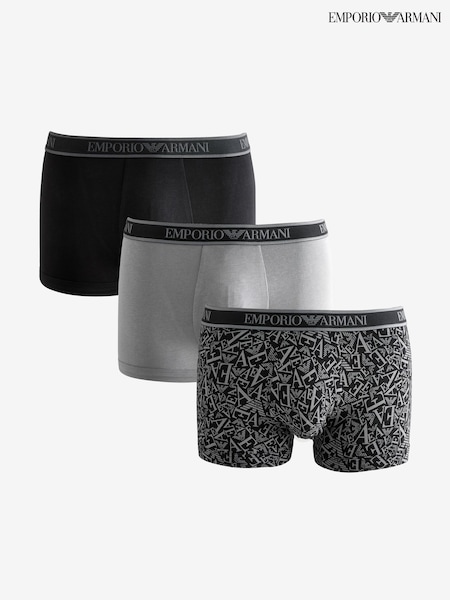 Emporio Armani Grey/Black Boxers 3 Pack (F33870) | R$ 485