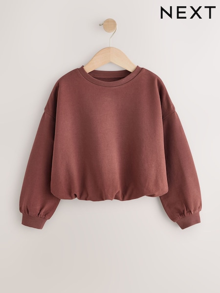 Chocolate Brown Boxy Bubble Hem Sweatshirt (3-16yrs) (F33875) | €7.50 - €11.50