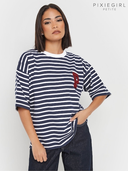 PixieGirl Petite Stipe Appliqué Short Sleeve Sweat Top (F33907) | 38 €