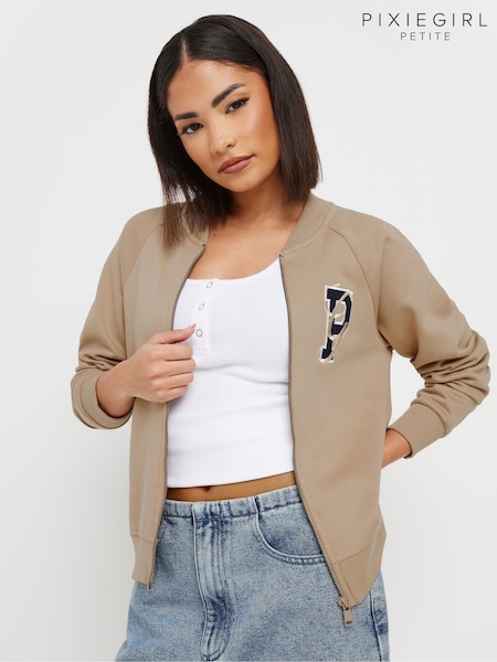 PixieGirl Petite Embroidered Sweat Bomber Jacket (F33910) | ‏171‏₪