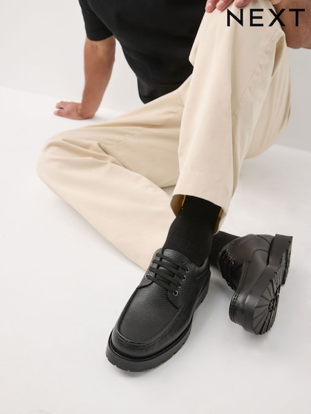 Black - Apron Leather Shoes (F33935) | 338 LEI